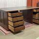 Large English flat desk in mahogany with leather top, early 20th century