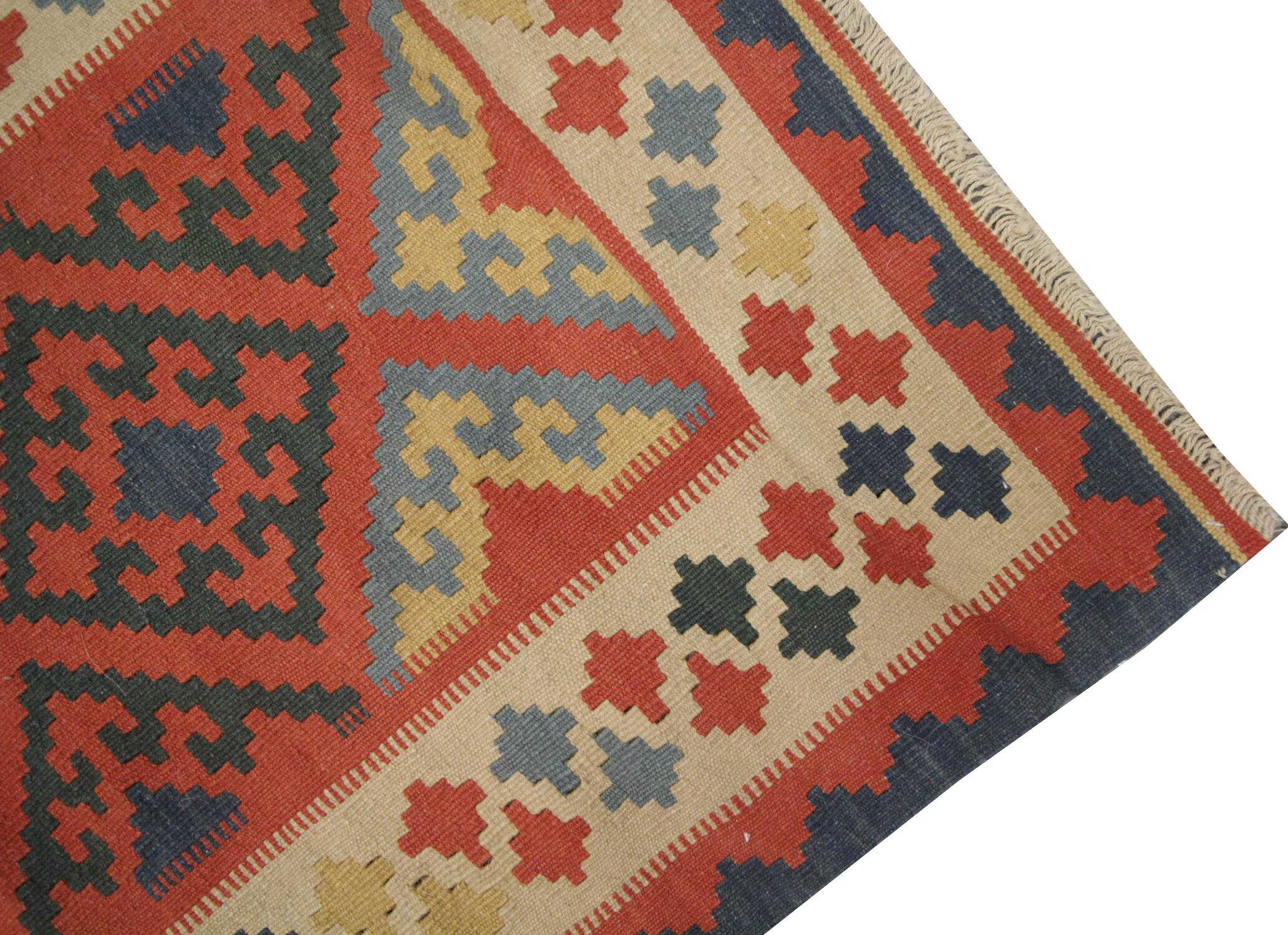 Multicolour Geometric Tribal Handwoven Stair & Hallway Runner Rug 308x87cm