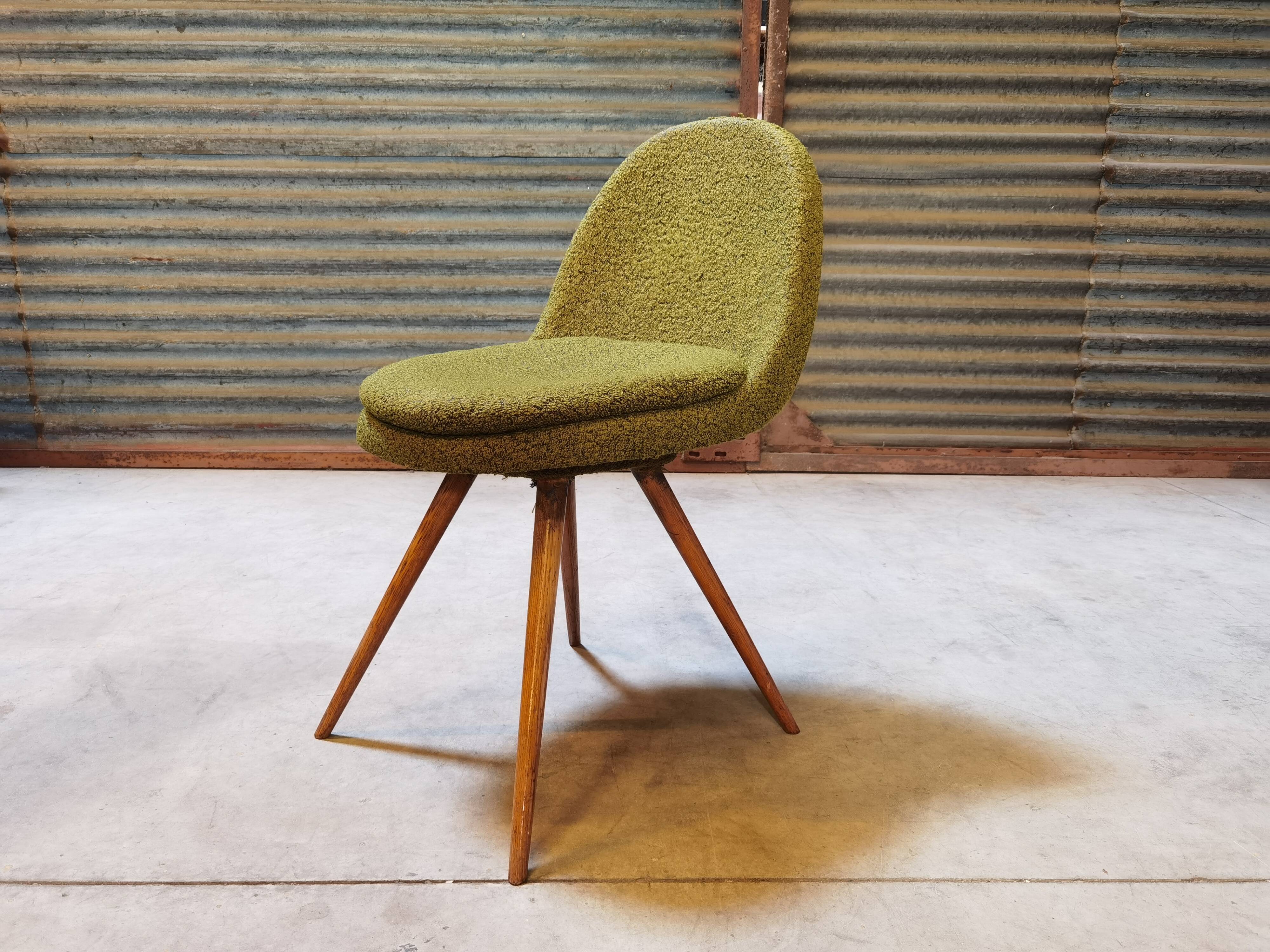 Suite of 4 chairs by Miroslav Navratil Wood resin and fabric Year 60