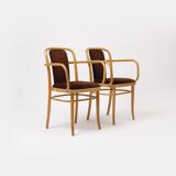 Set o 4 bentwood chairs in brown velvet by TON