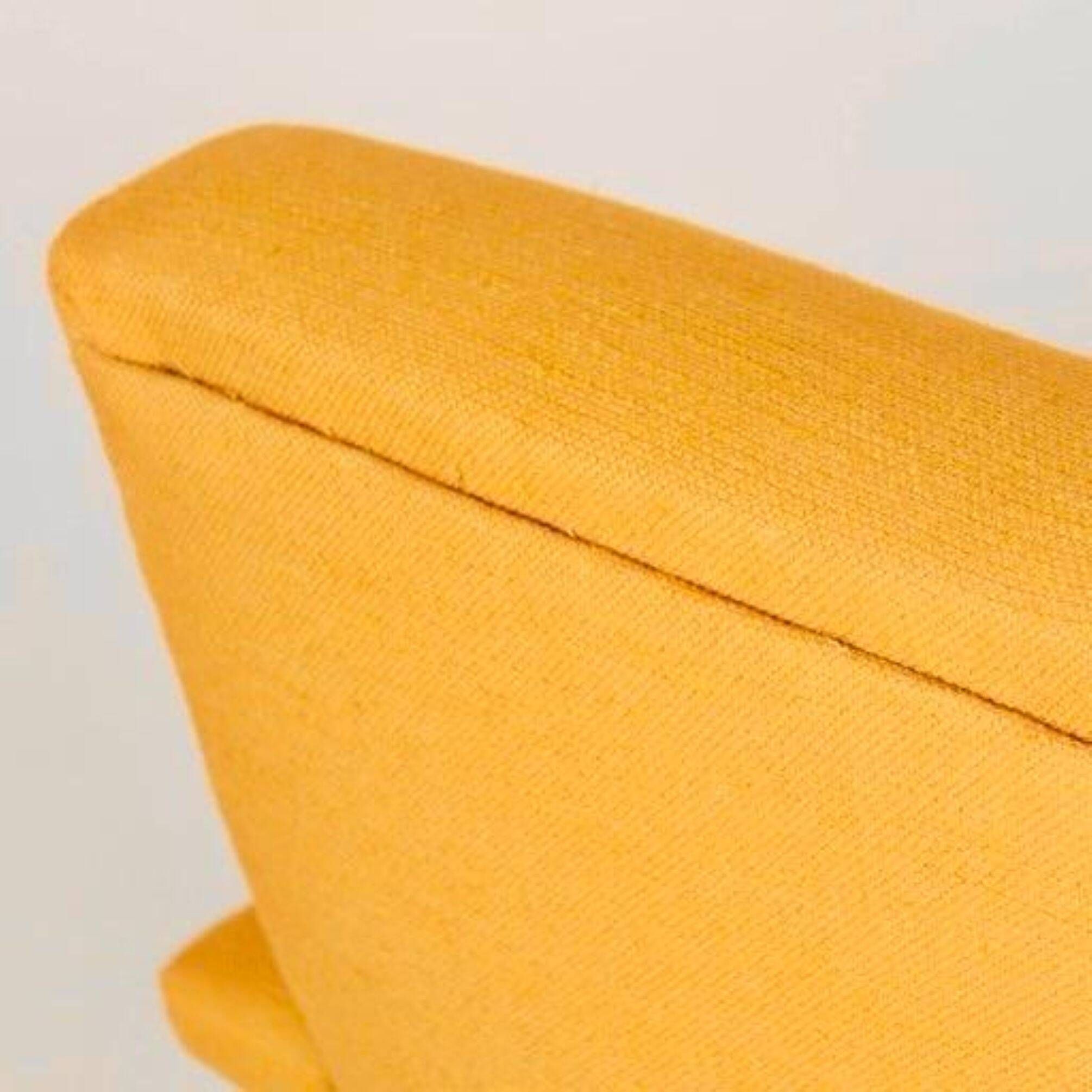 Eclectic Mid-Century Modern Sculptural Armchair in Mustard Yellow Fabric