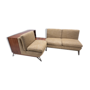 Mid-Century Modern Italian Sofa with Built-in Sideboard, Italy, 1960s