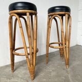 Pair of high rattan stools
