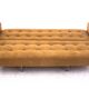 Midcentury modern yellow fabric bouclé sofa, Denmark, 1960s. After restoration.