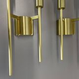 Set of 2 brass italian stilnovo style theatre wall light sconces, italy, 1970s