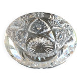 Bohemian cut crystal ashtray/pocket tray. Star/cross-hatched motifs.