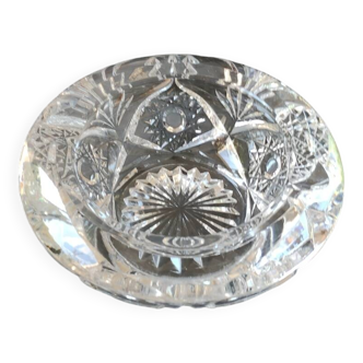 Vide poche/Cendrier en cristal de Bohème taillé. Motifs Étoiles/Croisillons
