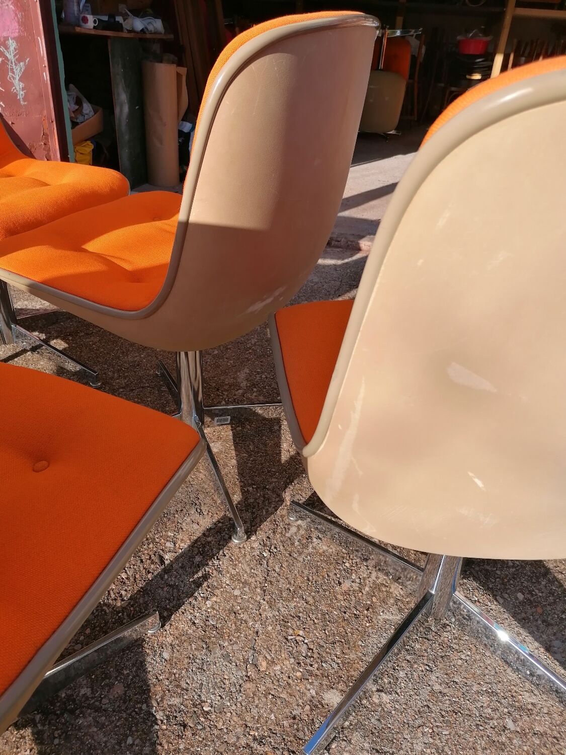 Set of 4 vintage Steelcase Strafor office chairs by Randall Buck.