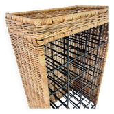 French Rattan and Steel Wine Rack, 1970s
