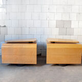 Bedroom in winked maple and fabric by Giovanni Offredi for Saporiti Italia 1970s