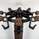 Oak and hammered iron press screw coat rack