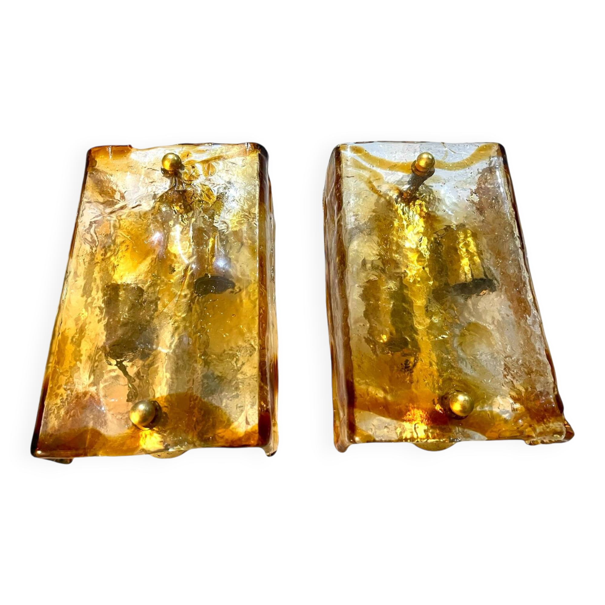 Mazzega two-tone glass wall sconces, Italy 1970