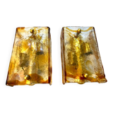 Mazzega two-tone glass wall sconces, Italy 1970