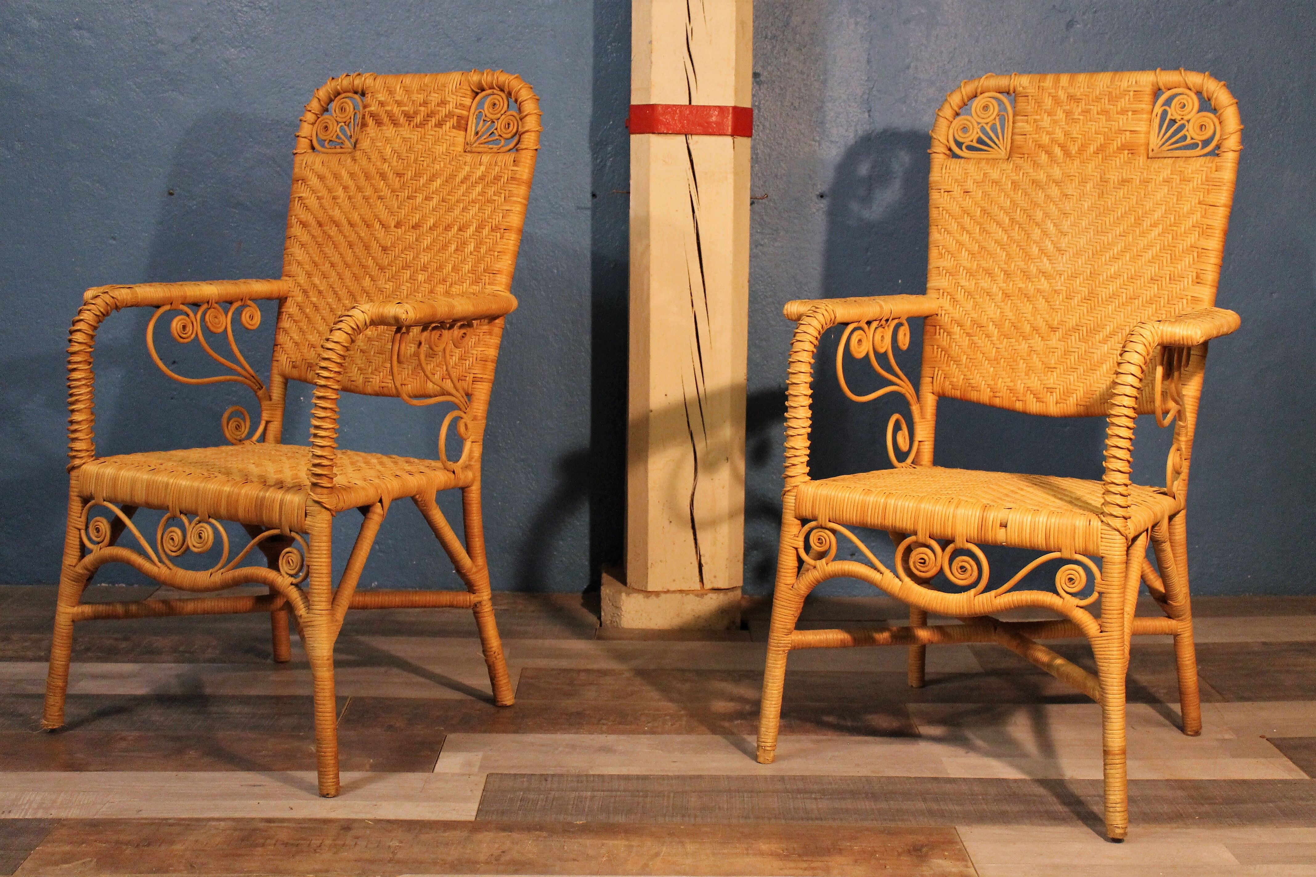 Pair of rattan armchairs "Peacock" 1970