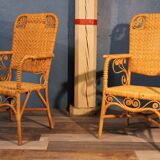 Paire de fauteuils rotin "peacock" 1970