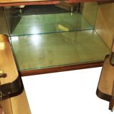 Sideboard in maple, leather and gold-coloured glass, Laszlo Hoenig attr, London 1940s