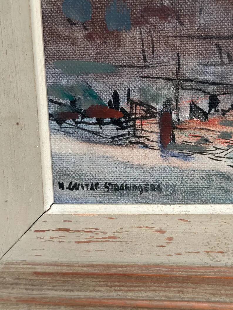 Original Swedish Oil on Panel – “Castle Behind Trees” by K. Gustaf Strandgers – Signed – Vintage & Framed