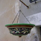 Hanging planter in earthenware from Sarreguemines