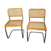 Pair of chairs, canning and chrome tubular metal