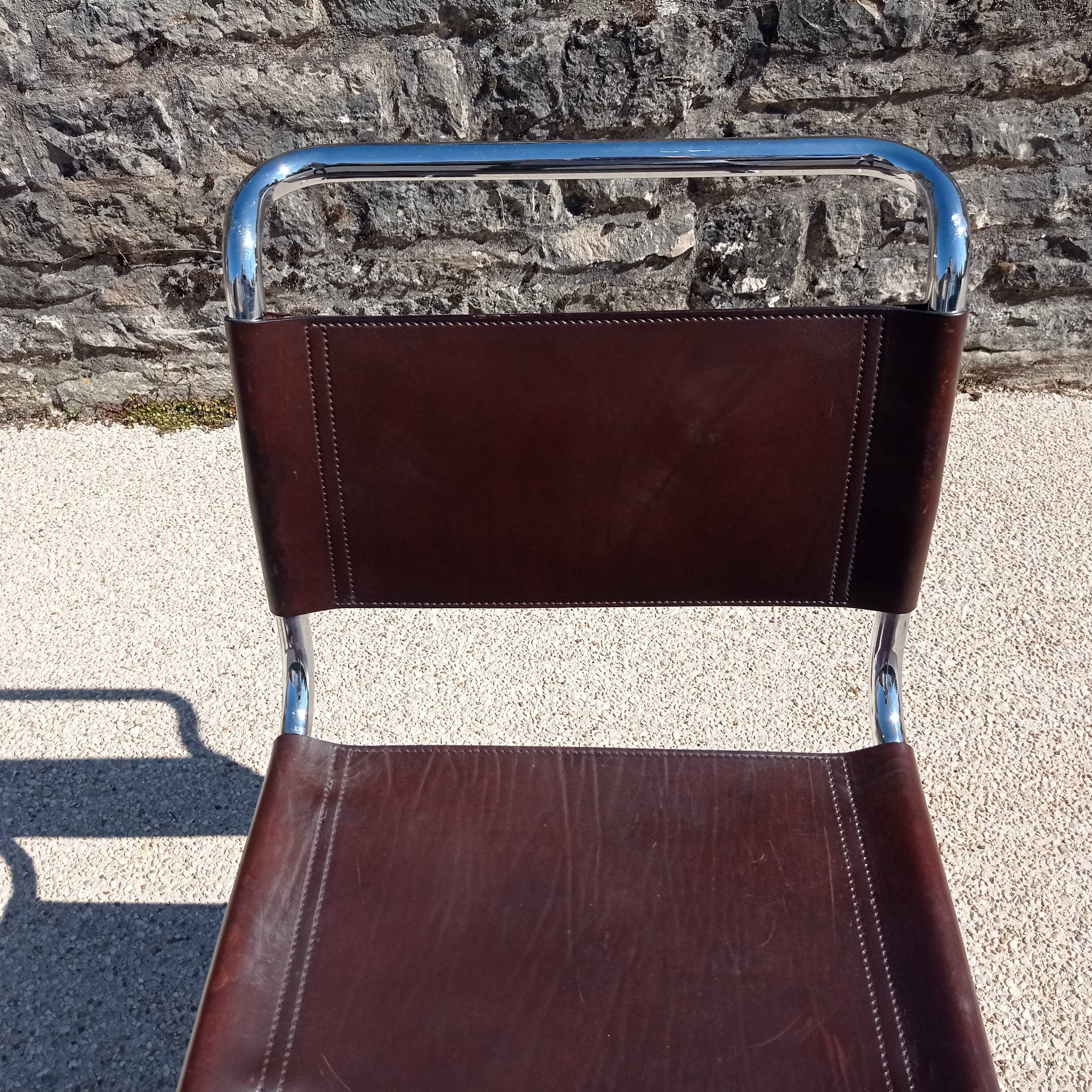 Bersanelli brown leather chair modeled Spoletto