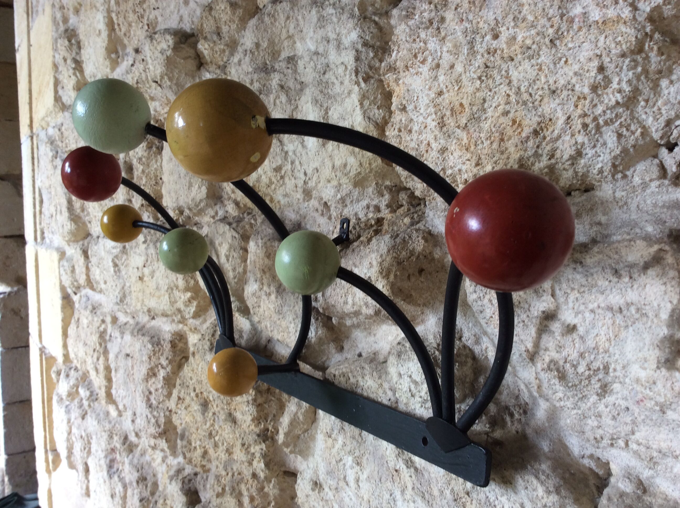 Wall coat rack 50s, colored balls