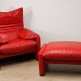 Maralunga armchair and ottoman by Vico Magistretti for Cassina