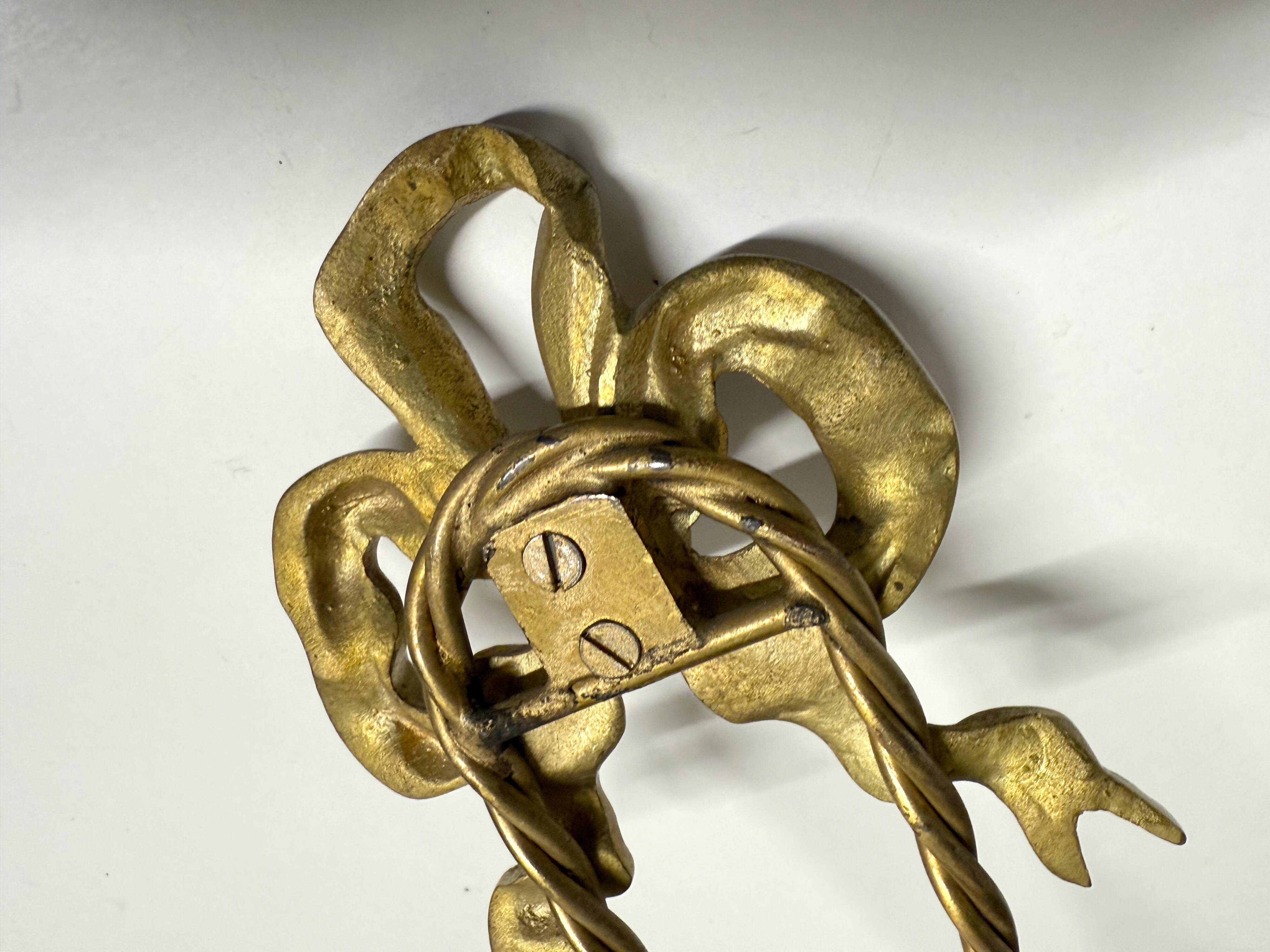 Antique Pair of 2-Light Wall Lights - Gilt Bronze - Louis XVI Style Knot