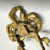 Ancien Paire Appliques 2 Feux - Bronze Doré - Nœud Style Louis XVI