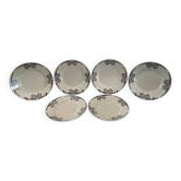 6 assiettes à dessert en terre de fer, modèle OKAN de Longchamp