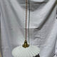 Vintage suspension opaline pleated lampshade with golden threads and claw socket.