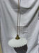 Vintage suspension opaline pleated lampshade with golden threads and claw socket.