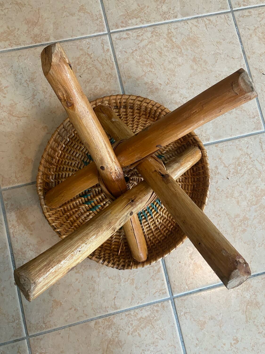 Rattan plant stand stool