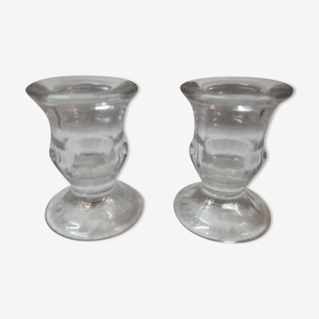 2 glass table candlesticks from 1970