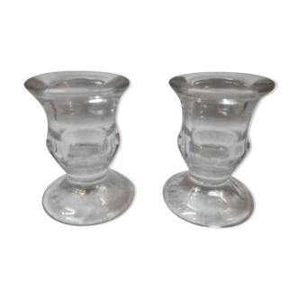 2 glass table candlesticks from 1970