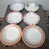 Set of six mismatched soup plates