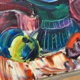 Original mid-century European oil on canvas – “Still Life” by Roy – dated 1969 – vintage & framed – 75 × 64 cm (29.5" × 25.2")