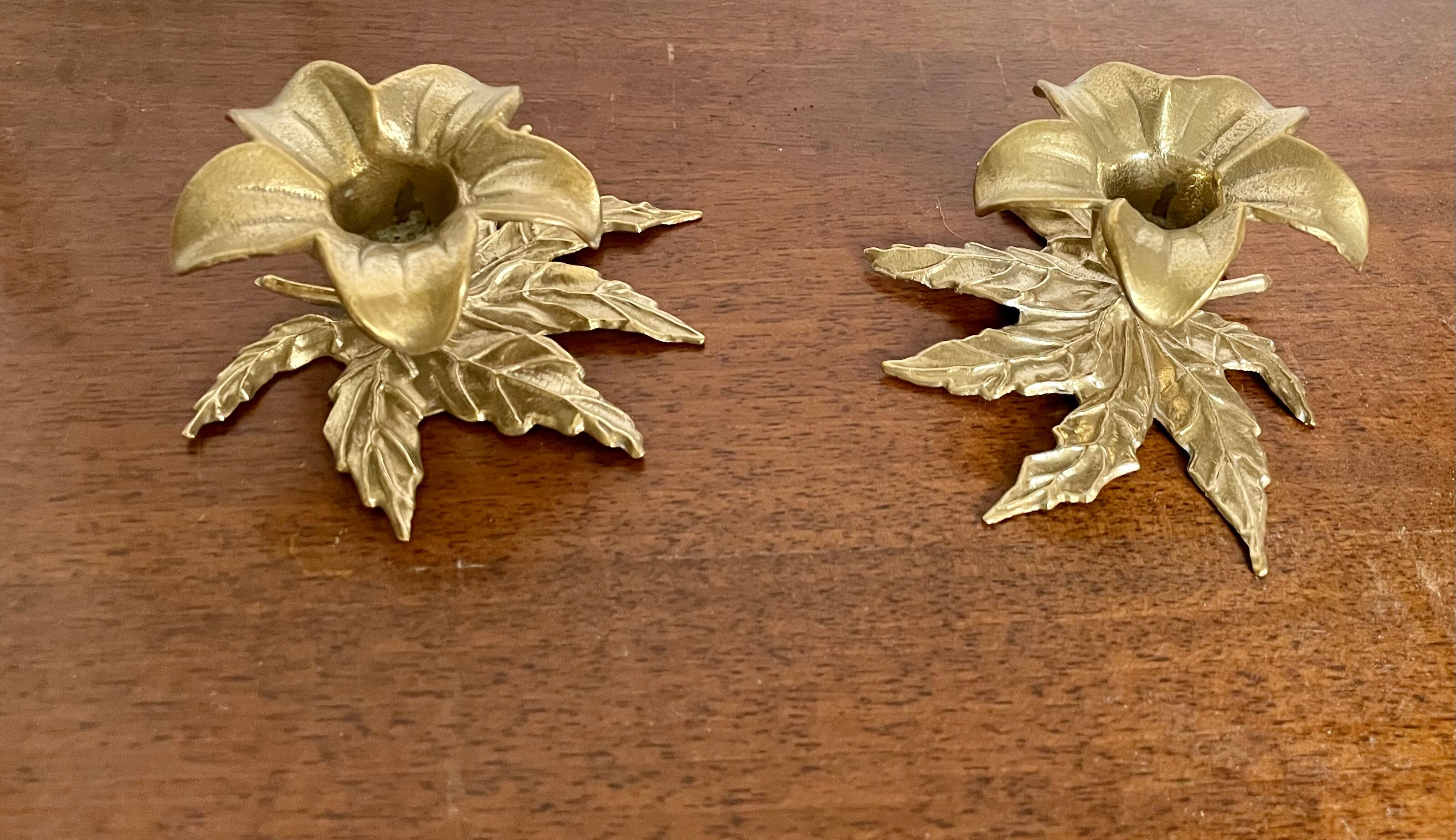 Pair of vintage brass candle holders