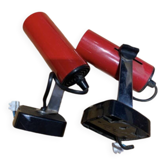 Pair of vintage Targetti red spotlights 1970