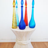 Table low round and white vintage rattan bamboo