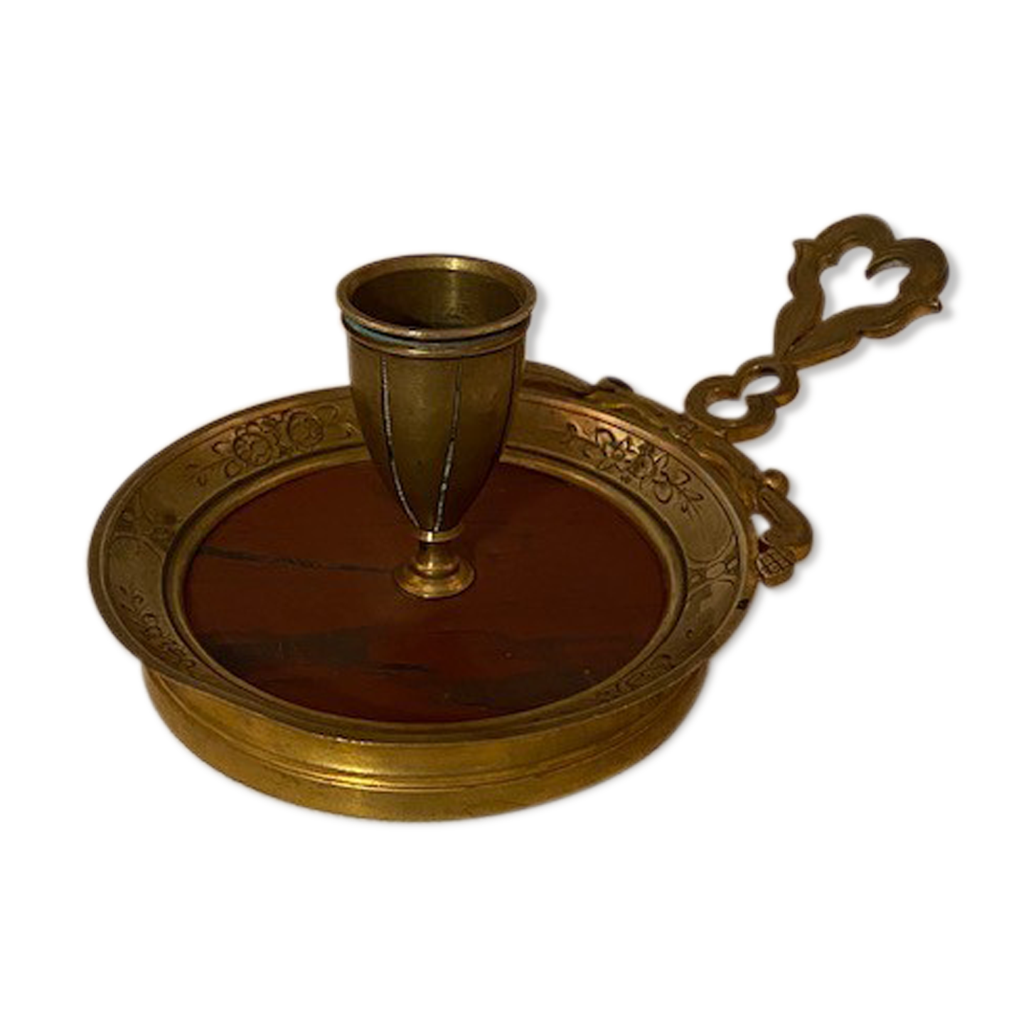 Hand-held rat tail in gilded brass and red marble