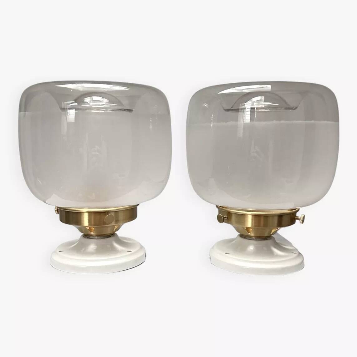 Pair of two-tone globe wall lights