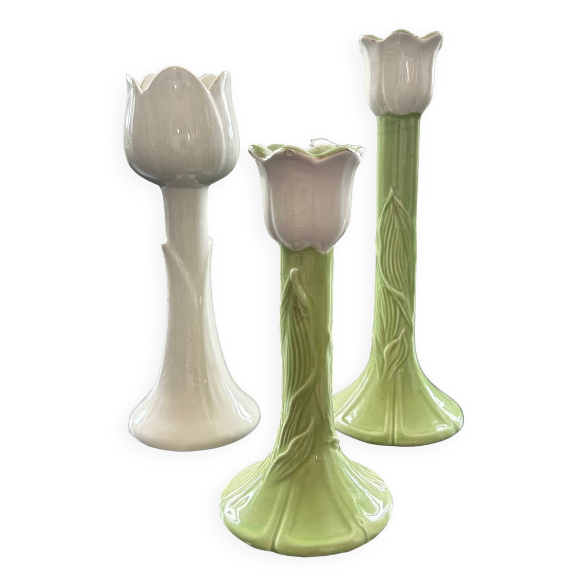 Set of 3 tulip candle holders
