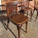 Set of 4 bistro chairs in curved wood Thonet