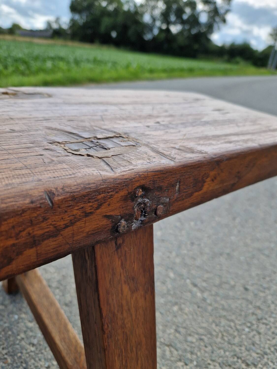Solid oak bench