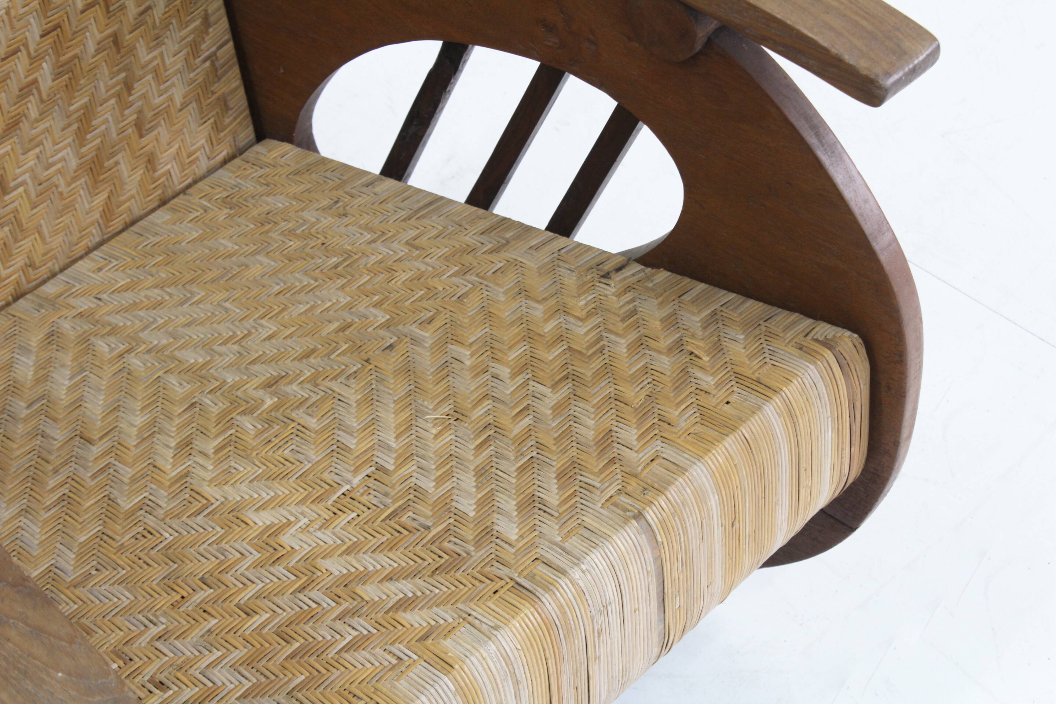 Ensemble de fauteuils en rotin tressé au design Art déco, années 1930, Italie