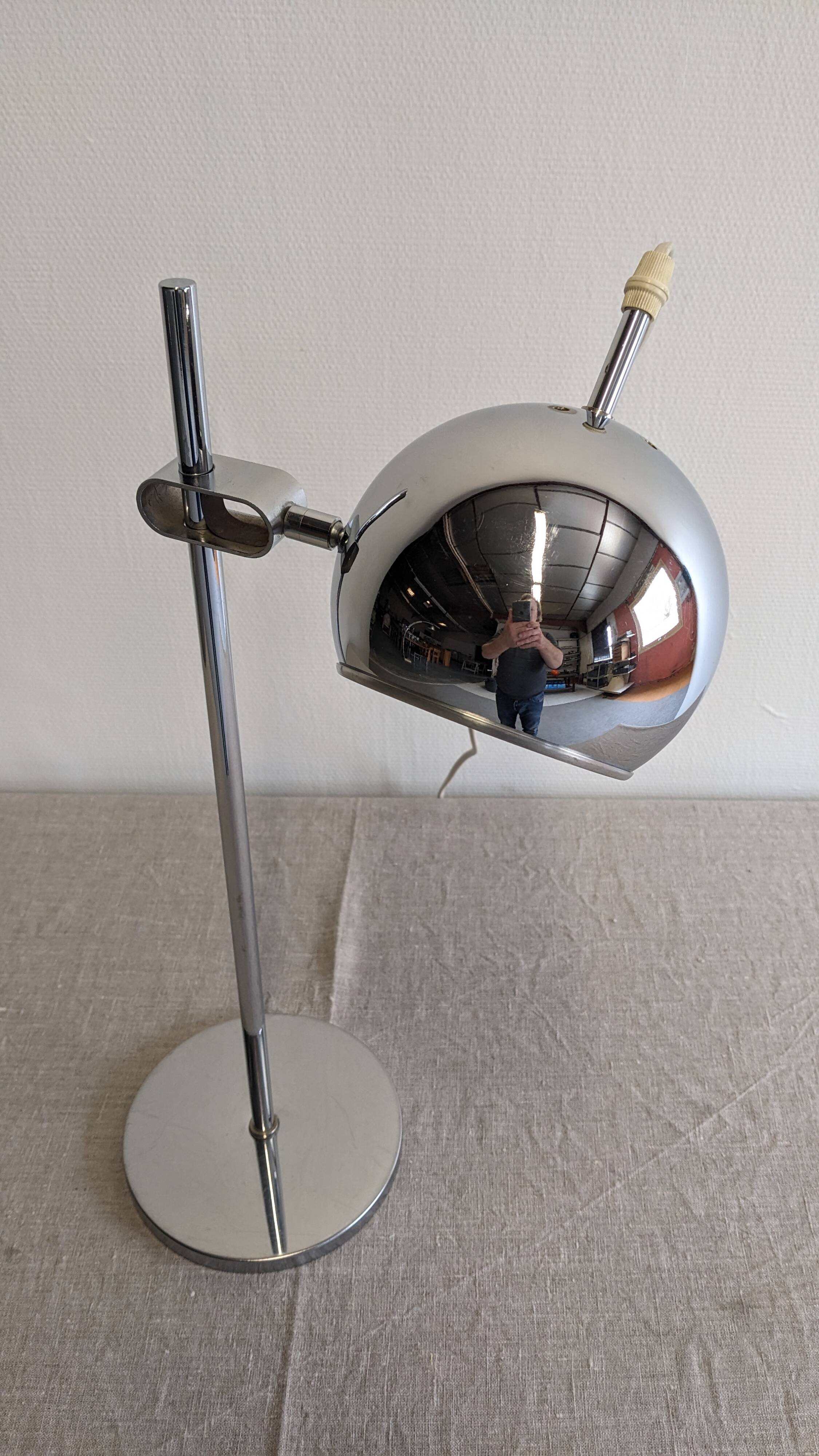 Chrome Eye Ball lamp, Space Age, Germany circa 1970.