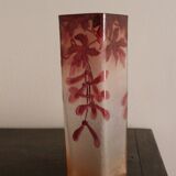 François-Théodore Legras square-sectioned vase, Rubis series, Art Nouveau, 1900