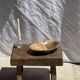 Small stool, rectangular accent stool in solid teak wabi-sabi H26