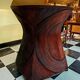 Dining table with rattan marquetry