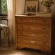 4-drawer chest in raw wood and chrome - art deco style
